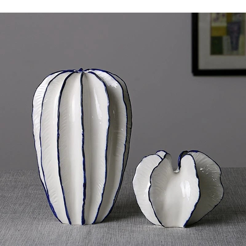 White Geometric Ceramic Art Vase