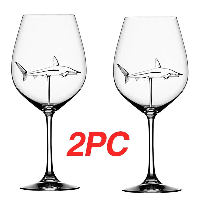 Crystal Shark Wine Glass