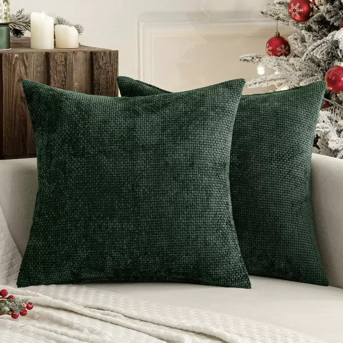 Chenille Knitted Throw Pillow Cover Set