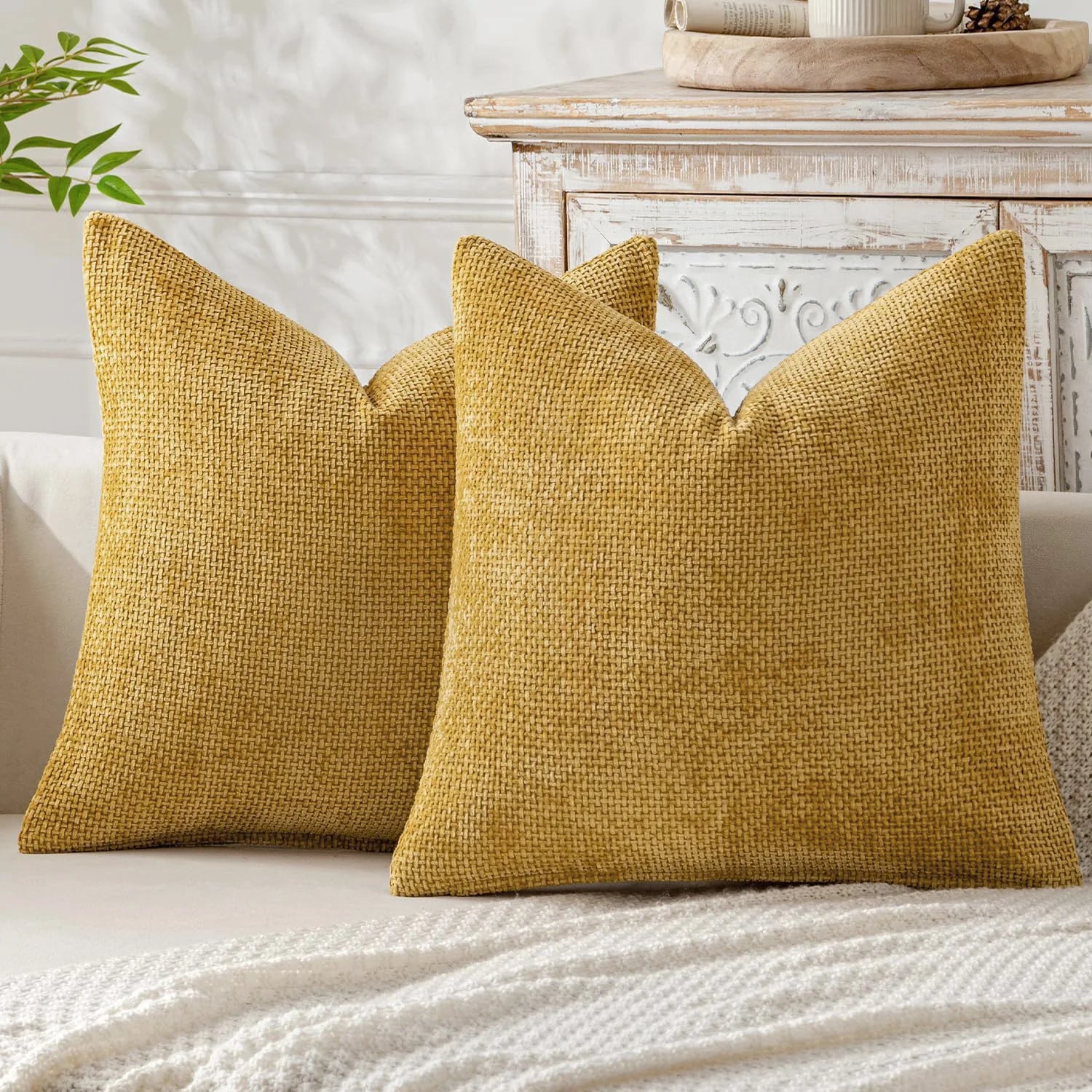 Chenille Knitted Throw Pillow Cover Set