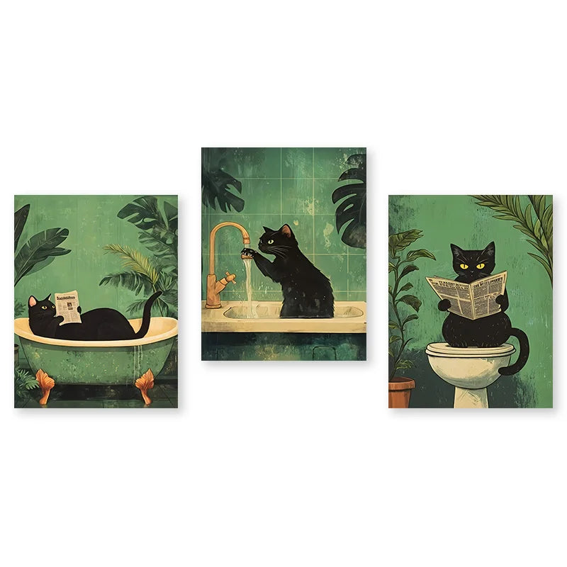 Funny Cat Bathroom Art Print