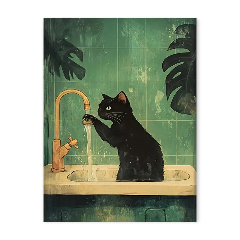 Funny Cat Bathroom Art Print