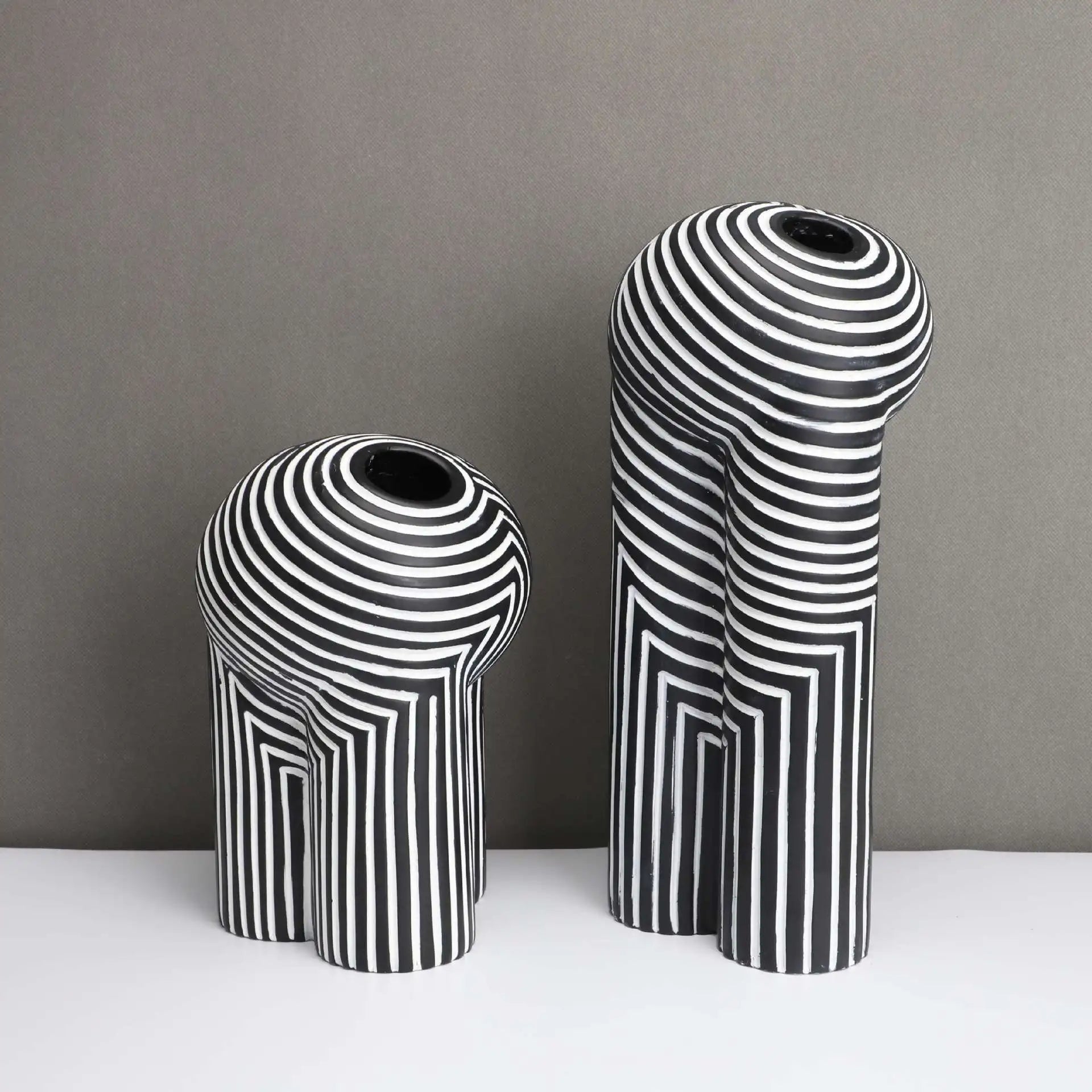 Abstract Striped Resin Vase