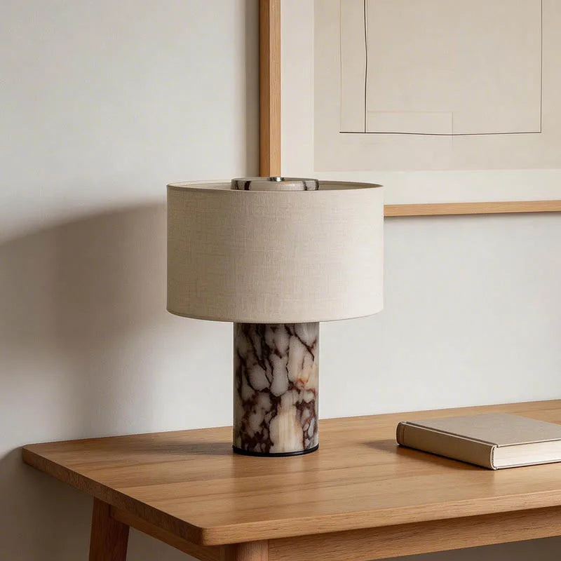 Marble Base Fabric Shade Table Lamp
