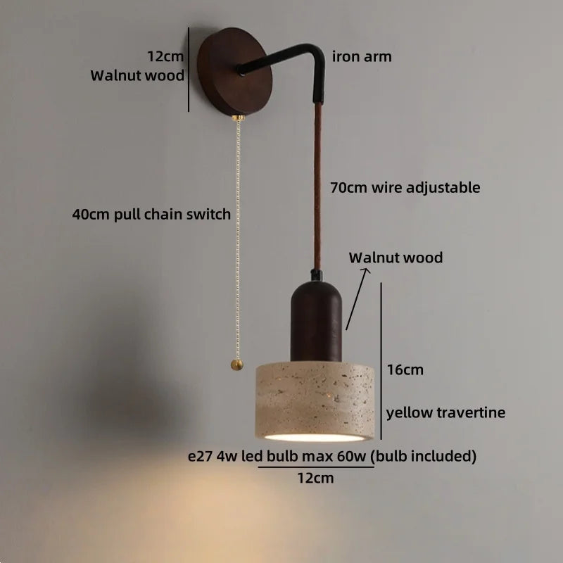 Wabi-Sabi Travertine LED Wall Sconce