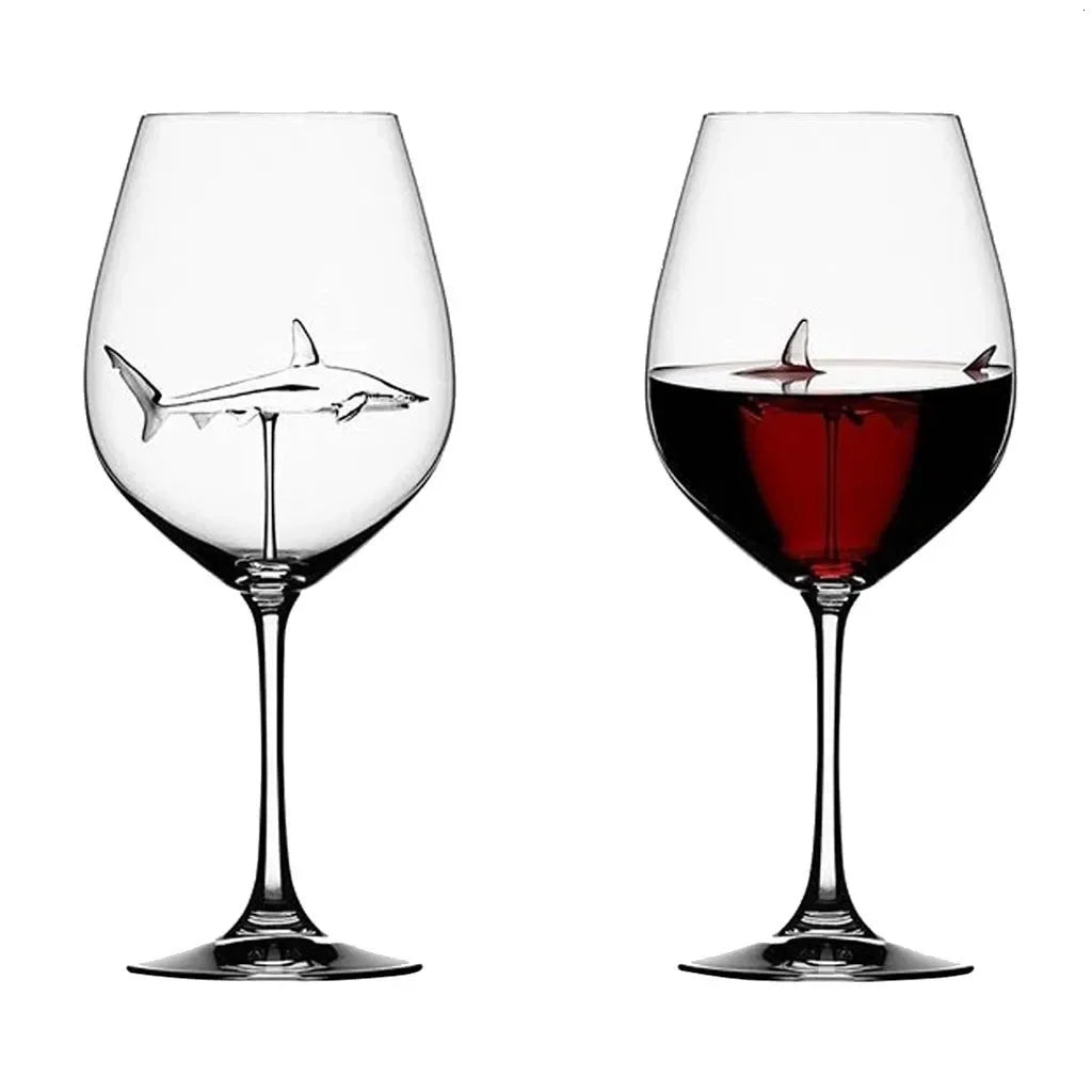 Crystal Shark Wine Glass