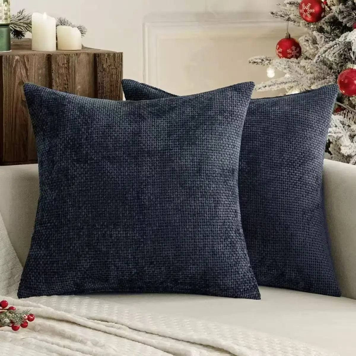 Chenille Knitted Throw Pillow Cover Set