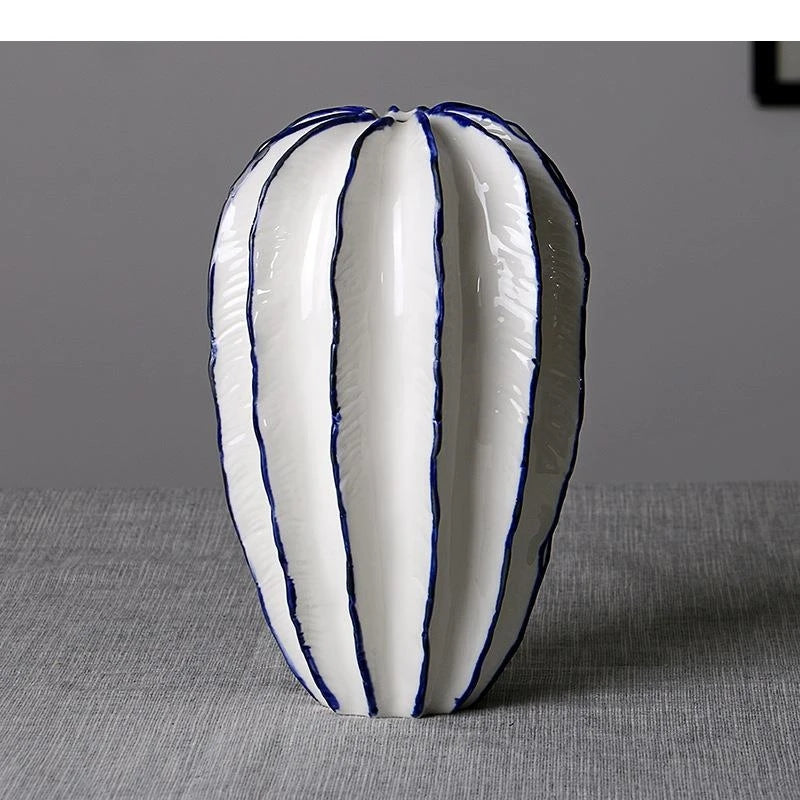 White Geometric Ceramic Art Vase