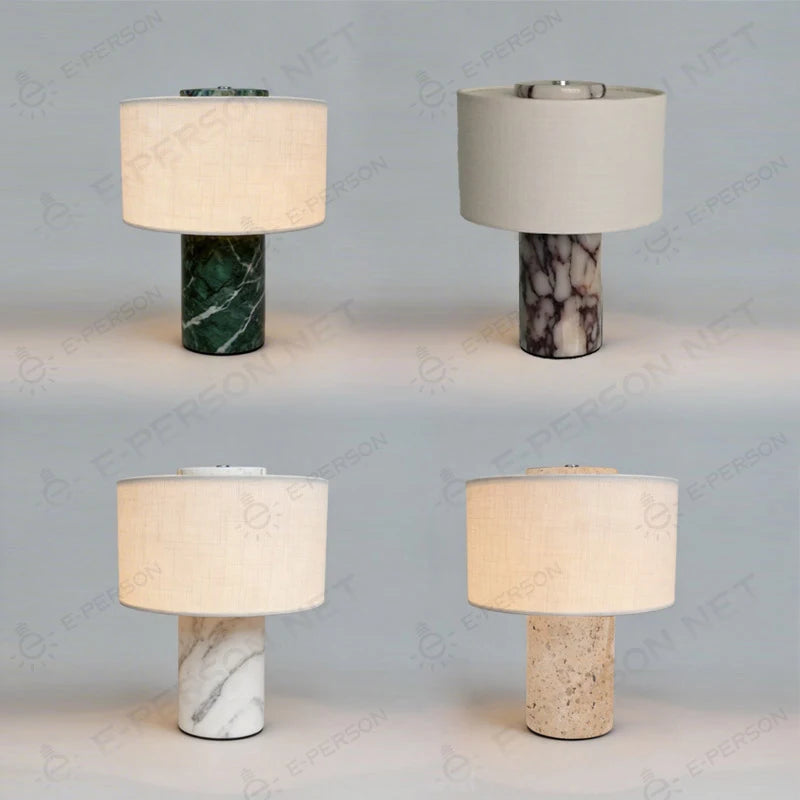 Marble Base Fabric Shade Table Lamp