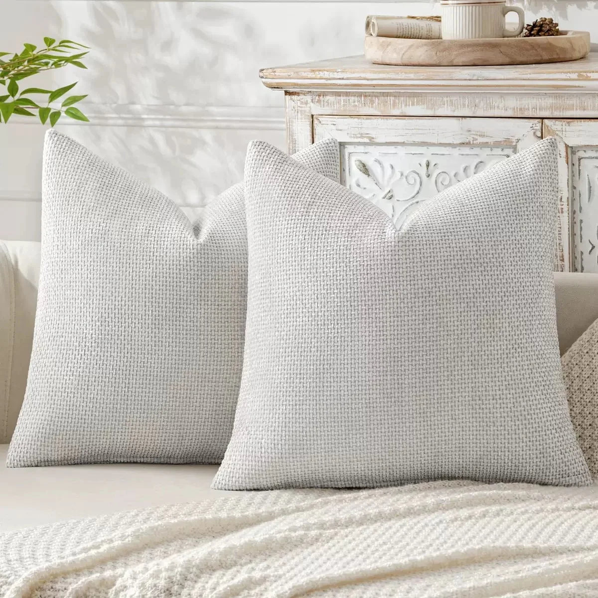 Chenille Knitted Throw Pillow Cover Set