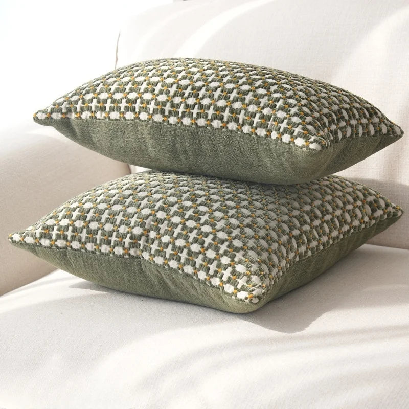 Bohemian Grid Chenille Pillow Cover