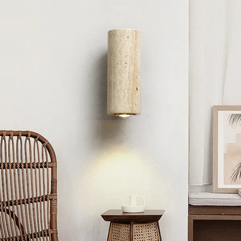 Yellow Travertine LED Wall Sconce