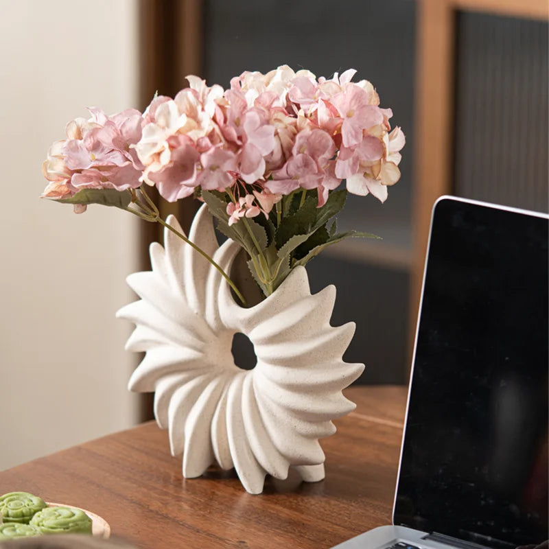 Monochrome Sea Anemone Ceramic Vase