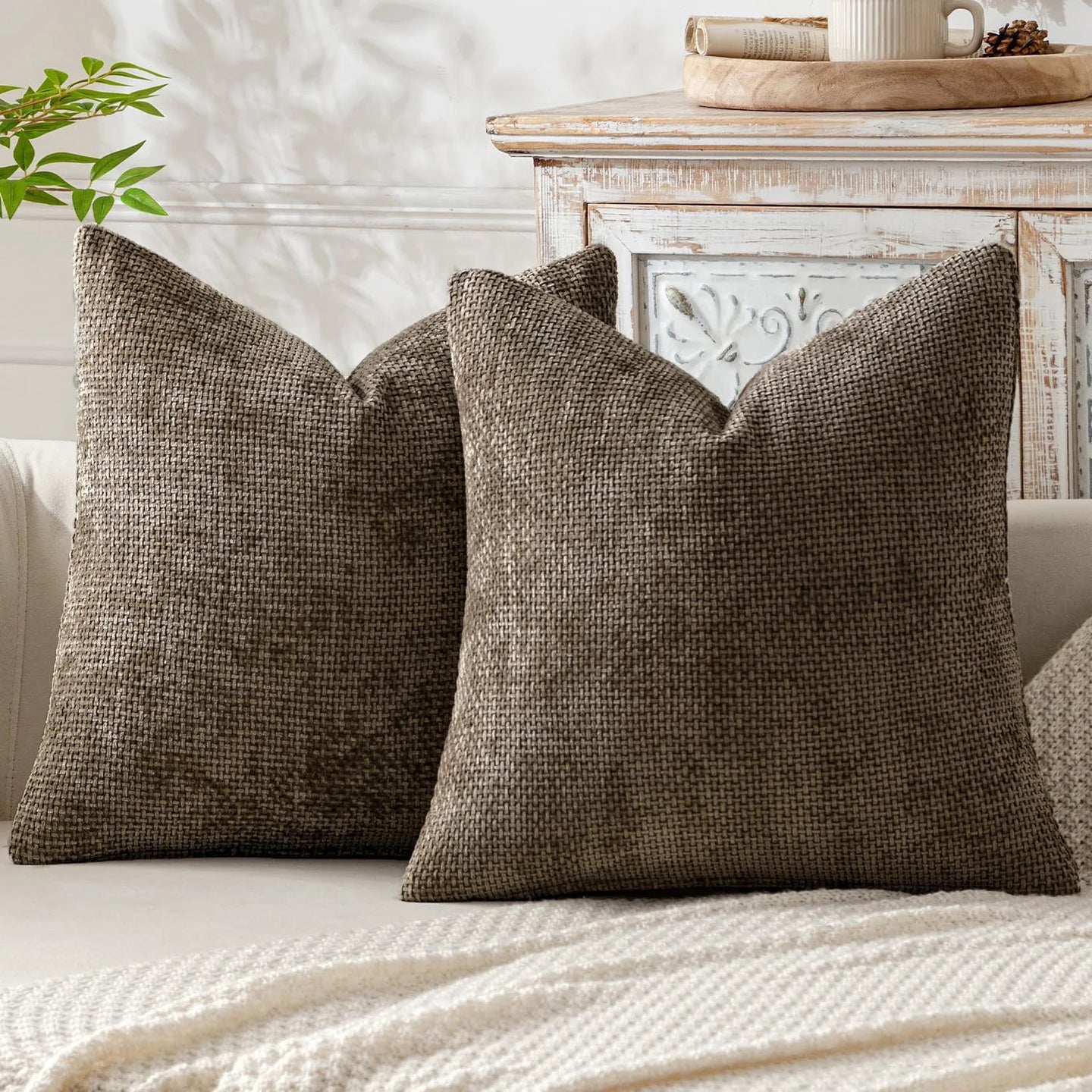 Chenille Knitted Throw Pillow Cover Set