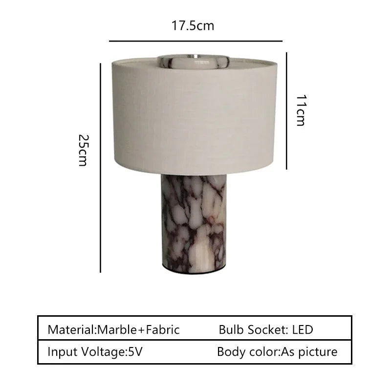 Marble Base Fabric Shade Table Lamp