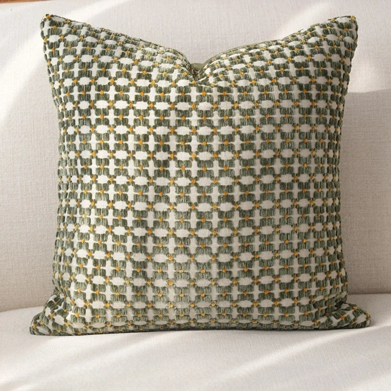 Bohemian Grid Chenille Pillow Cover