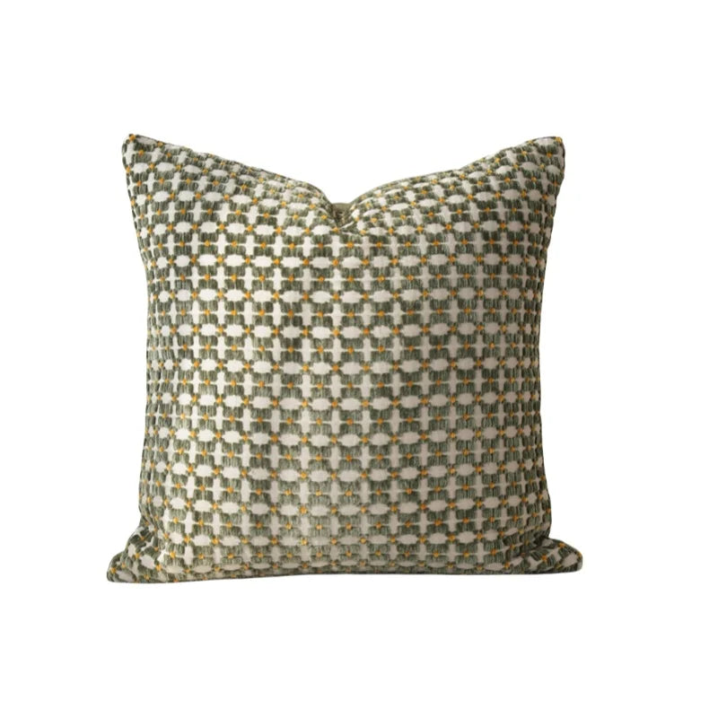 Bohemian Grid Chenille Pillow Cover