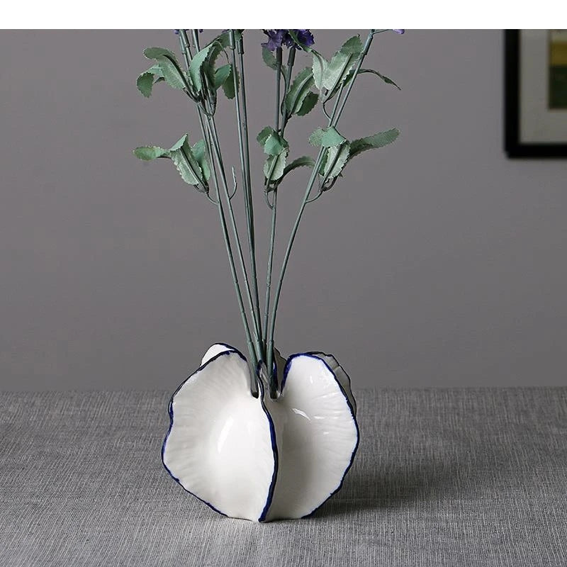 White Geometric Ceramic Art Vase