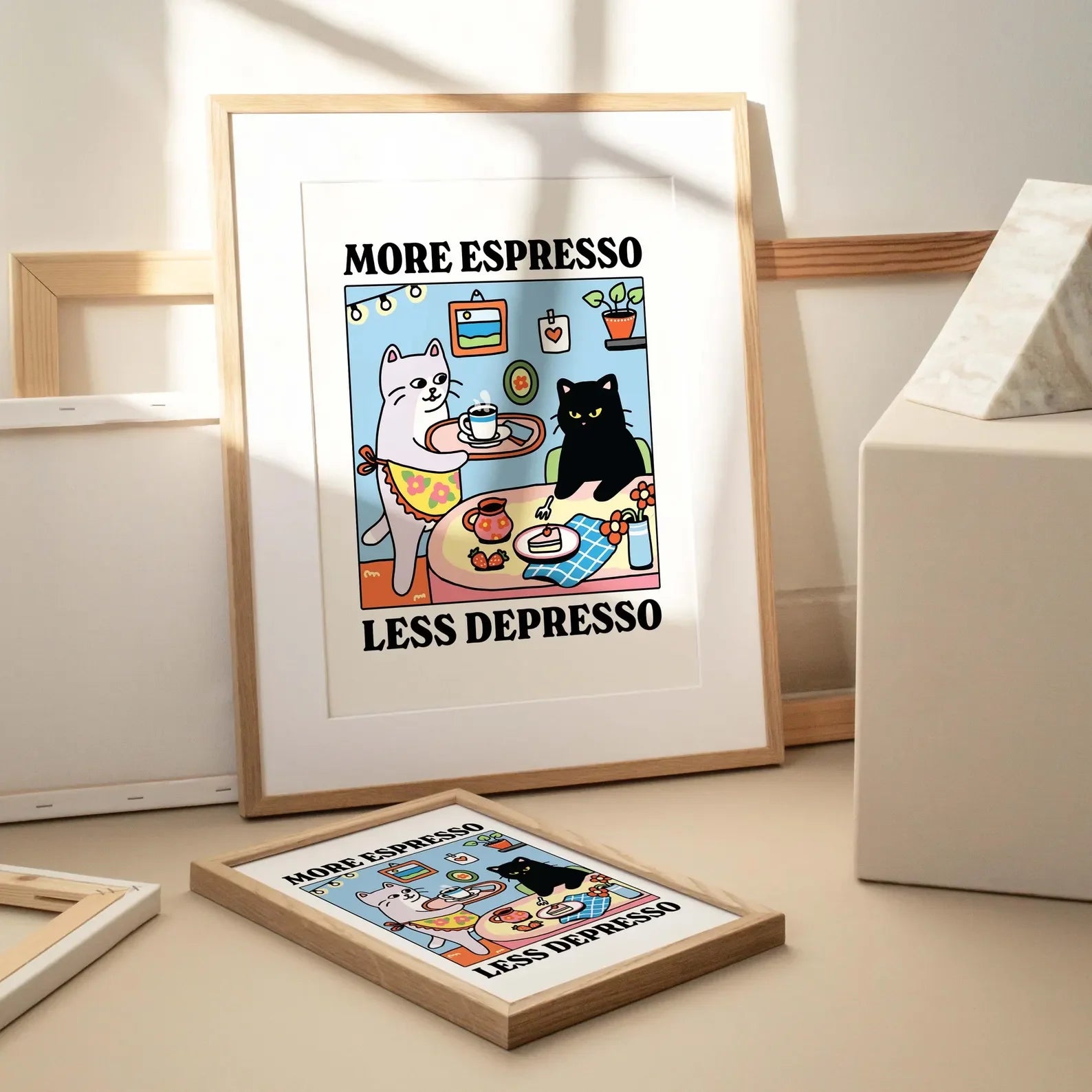 Espresso Cat Coffee Art Print