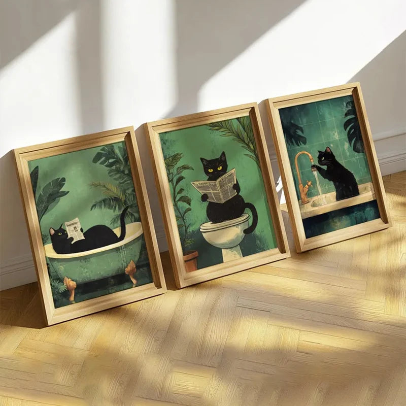 Funny Cat Bathroom Art Print