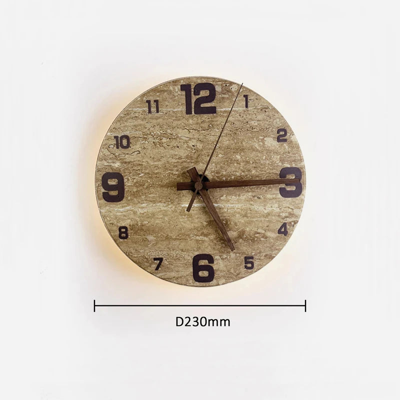 Travertine Clock Wall Sconce
