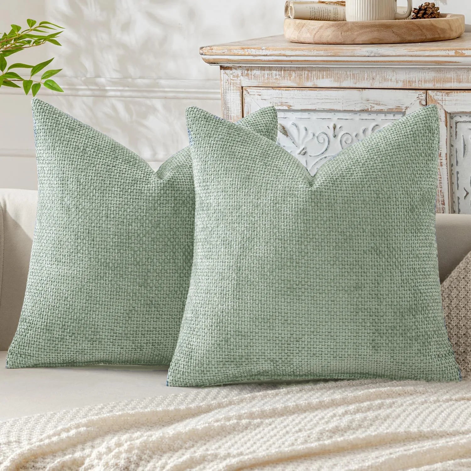 Chenille Knitted Throw Pillow Cover Set