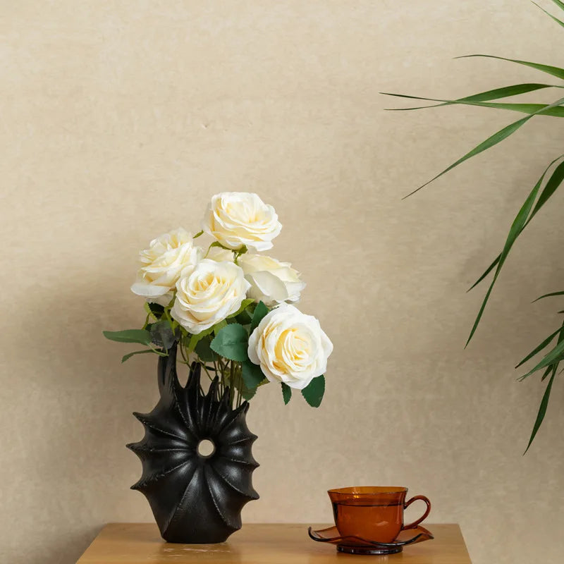 Monochrome Sea Anemone Ceramic Vase