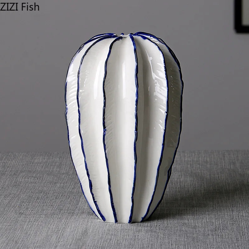 White Geometric Ceramic Art Vase