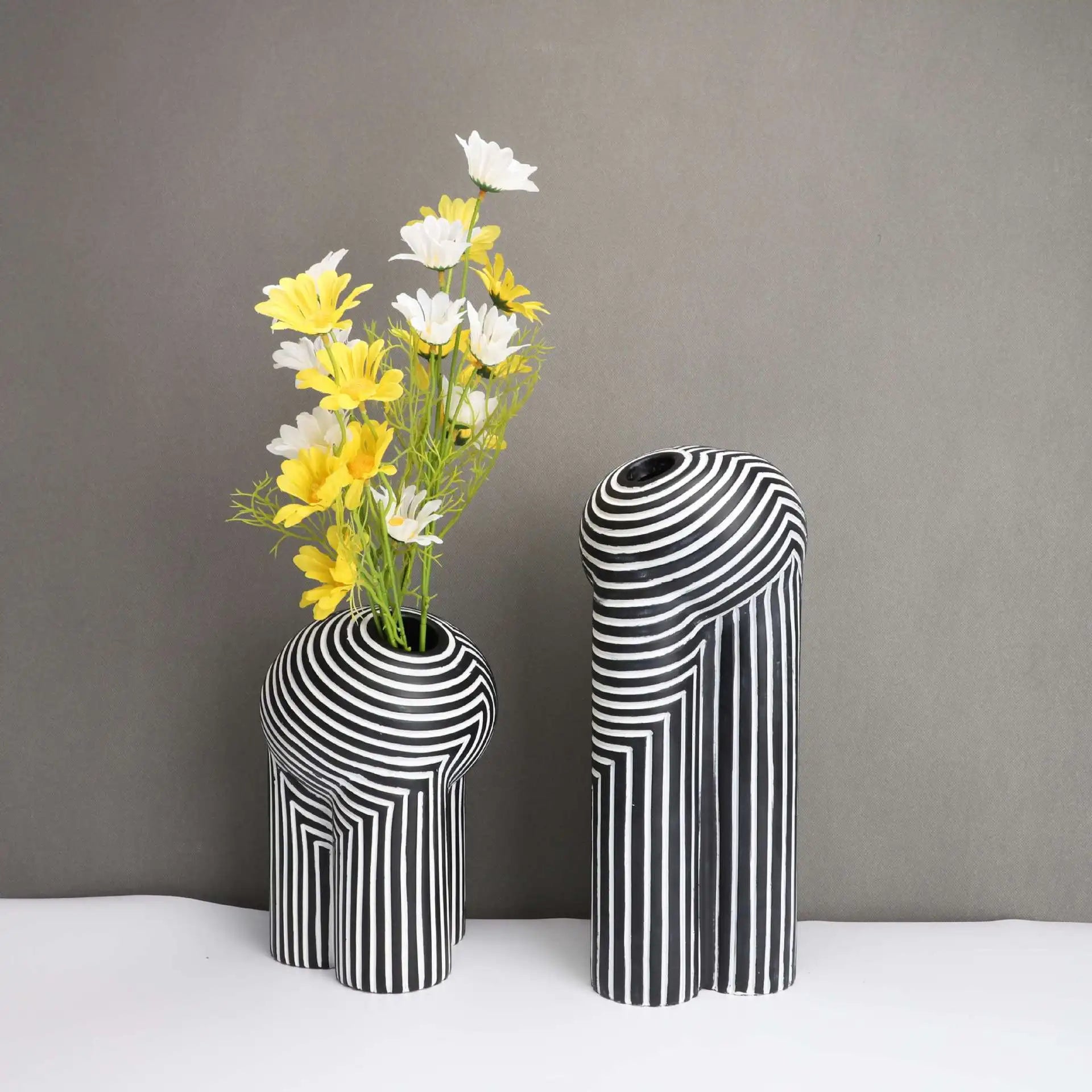 Abstract Striped Resin Vase