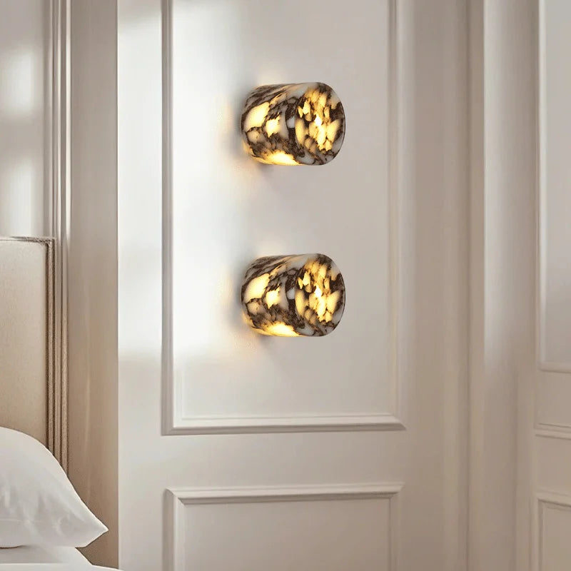 Cylindrical Natural Stone Wall Sconce