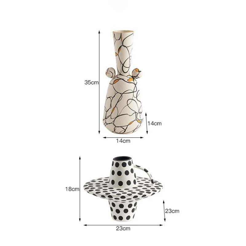 Modern Line Striped Ceramic Vase