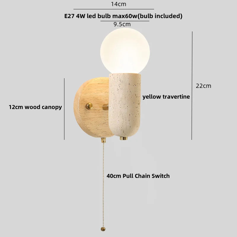 Travertine Pull Chain Wall Sconce