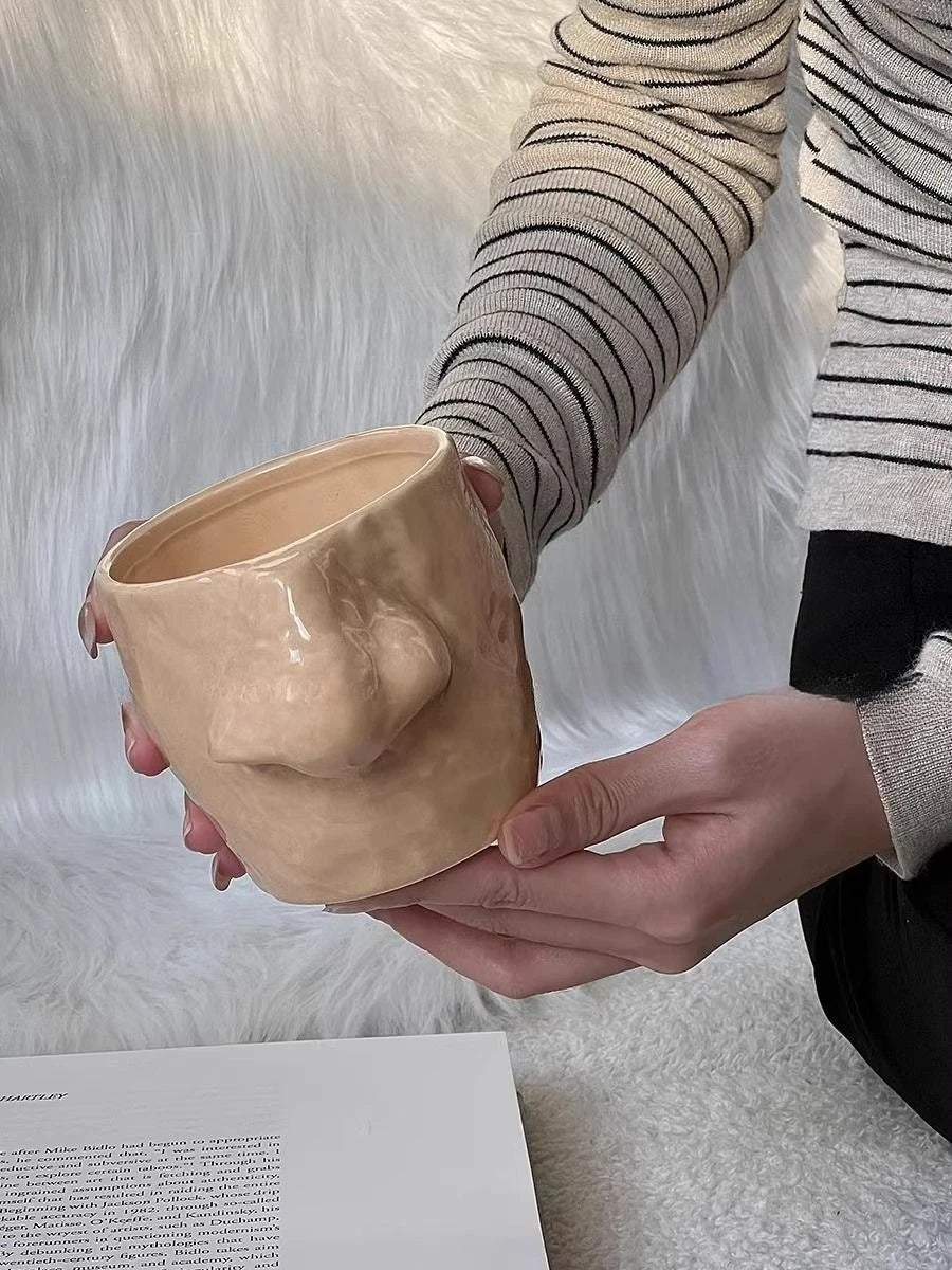 Hand Ring Ceramic Mug and Tray Set