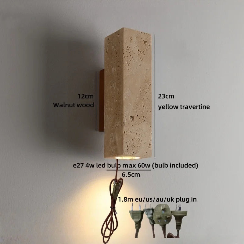 Wabi-Sabi Travertine LED Wall Sconce