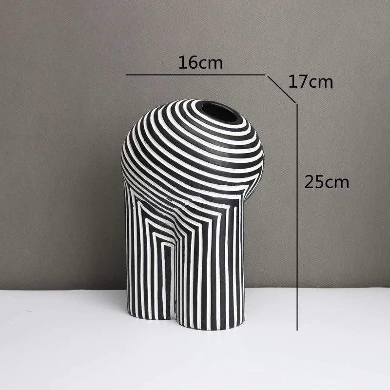 Abstract Striped Resin Vase
