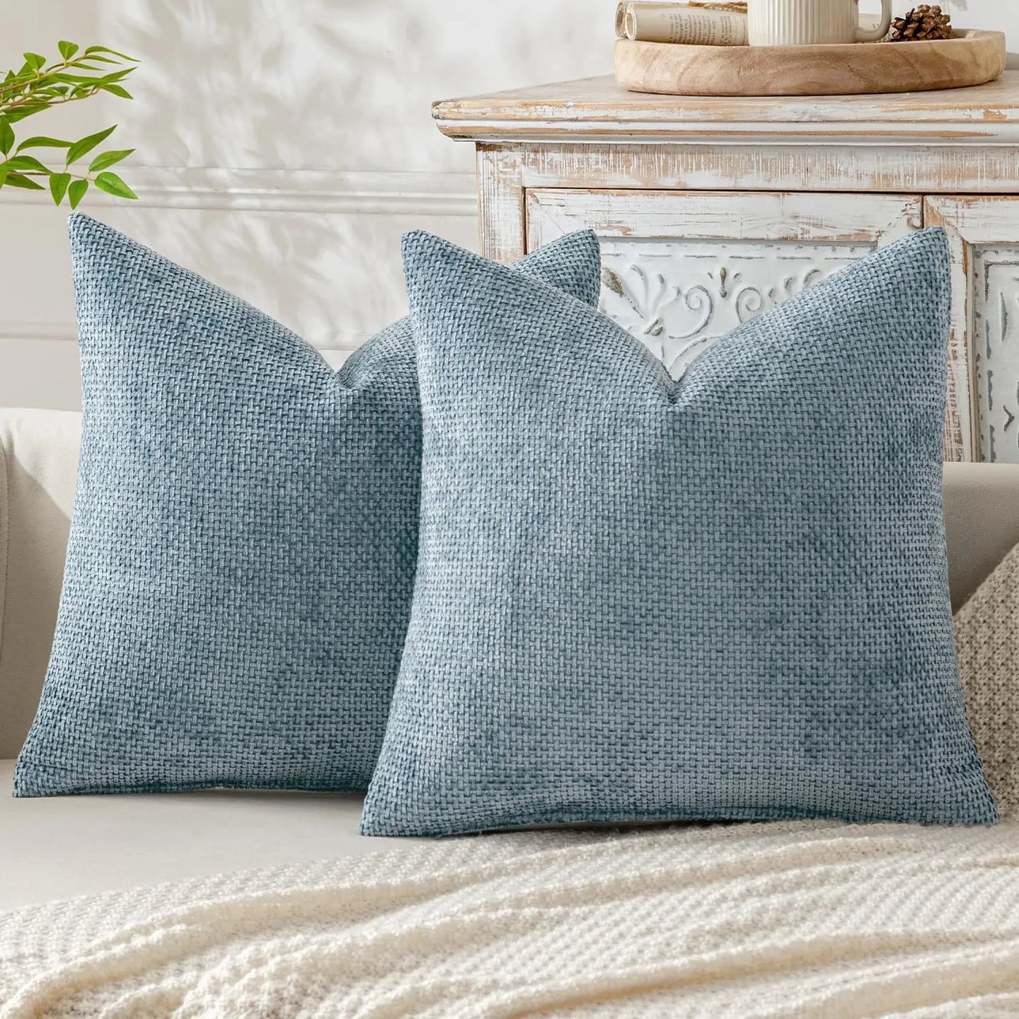 Chenille Knitted Throw Pillow Cover Set