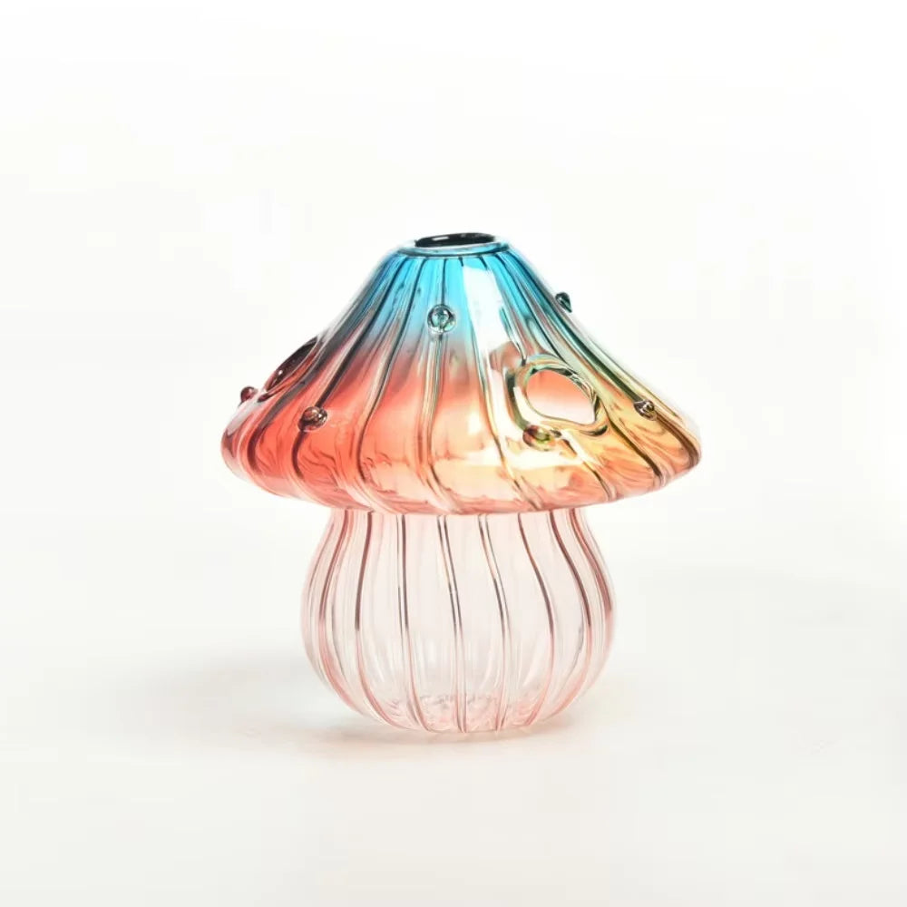 Colorful Mushroom Glass Vase