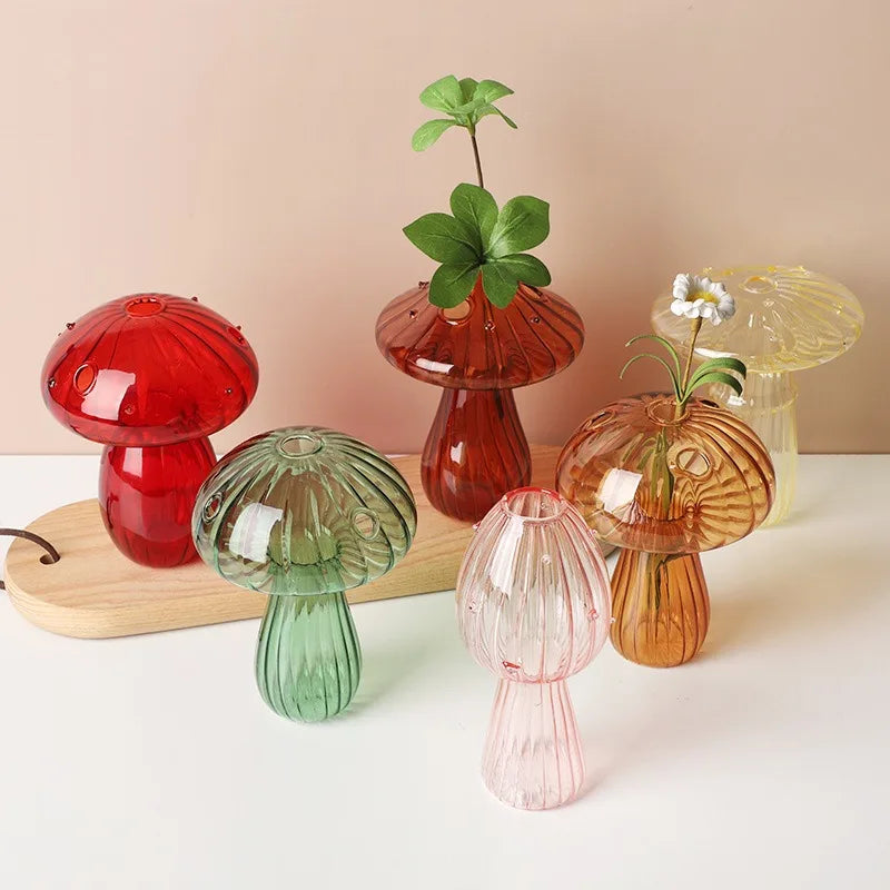 Mushroom Glass Bud Vase