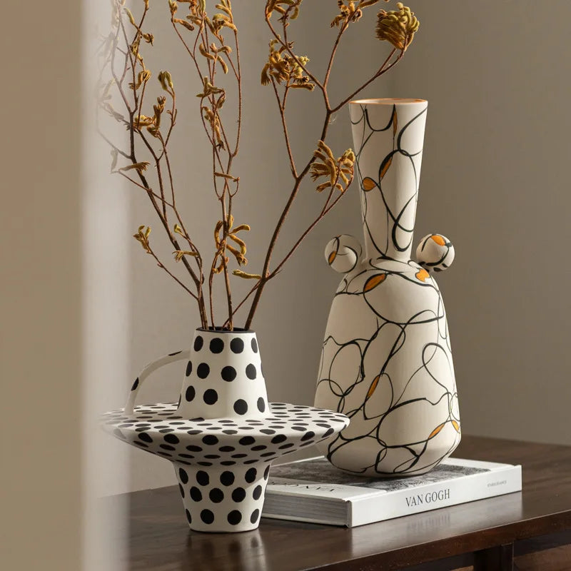 Modern Line Striped Ceramic Vase
