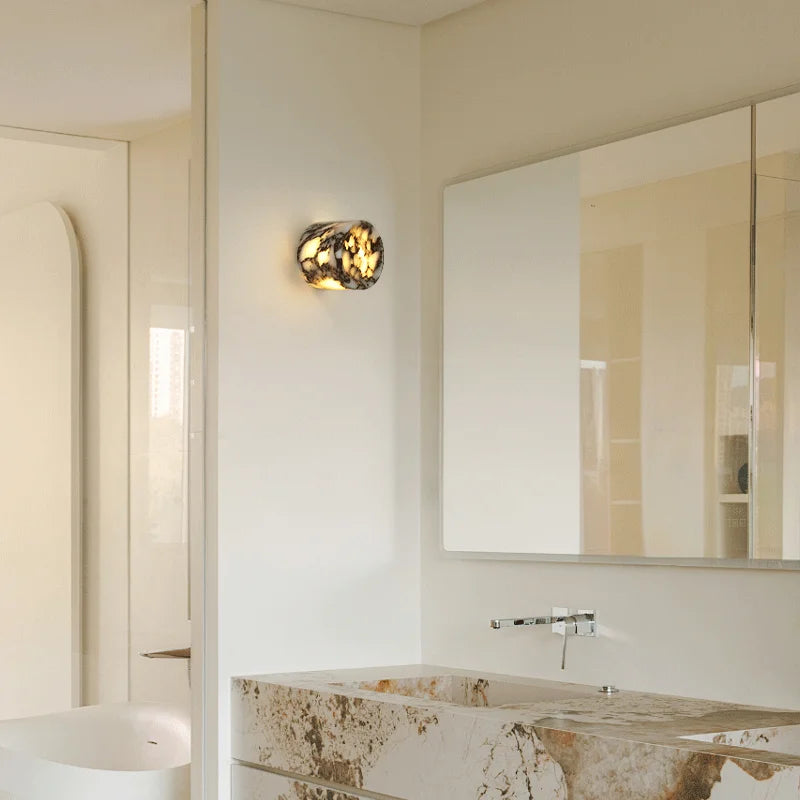 Cylindrical Natural Stone Wall Sconce
