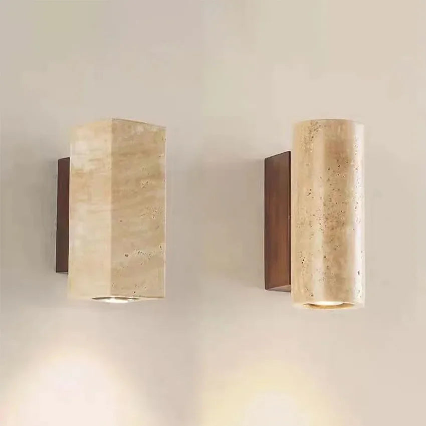 Yellow Travertine LED Wall Sconce
