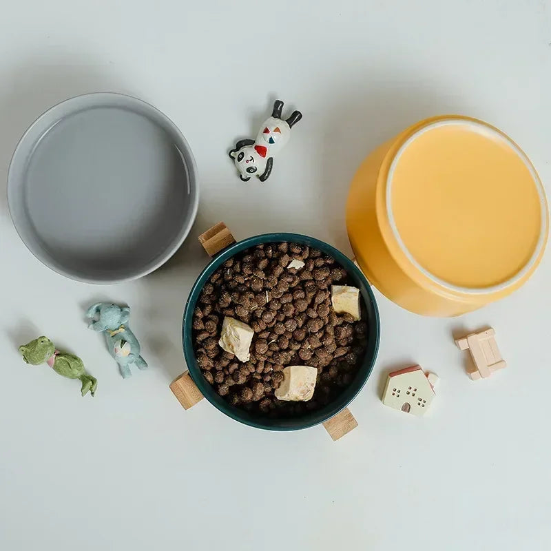 Ceramic Double Cat Bowl Set