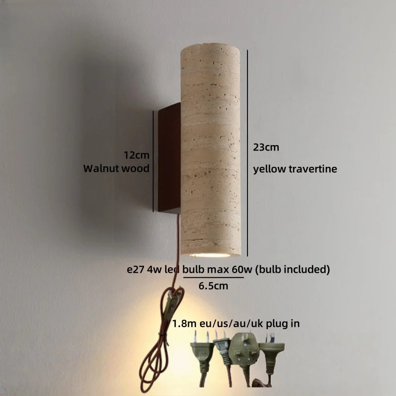 Wabi-Sabi Travertine LED Wall Sconce