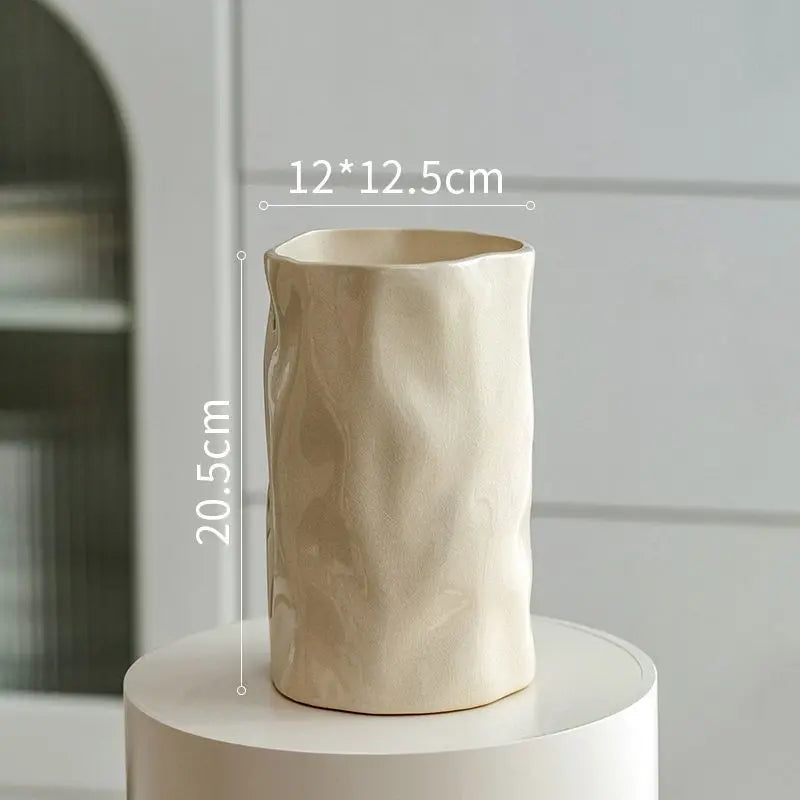 Cream Irregular Statement Vase