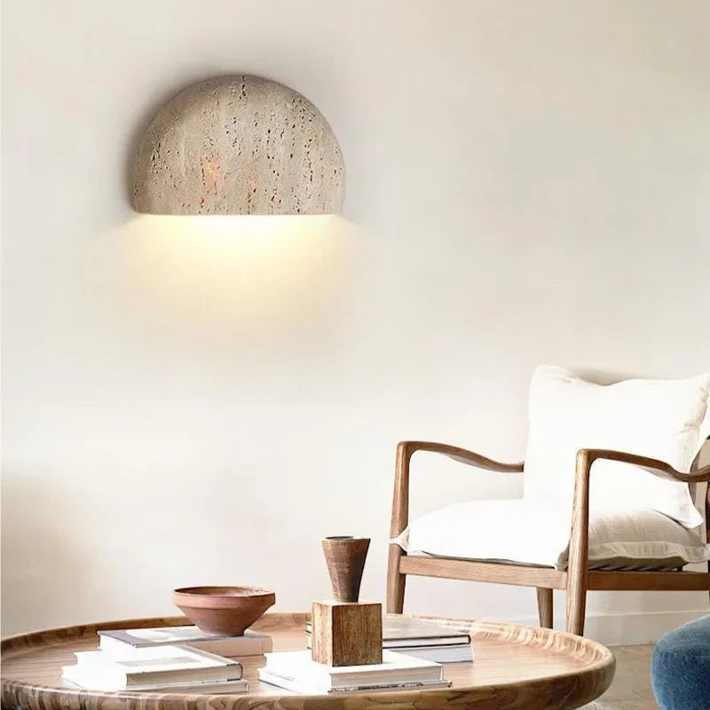 Rustic Stone Wabi-Sabi Wall Sconce