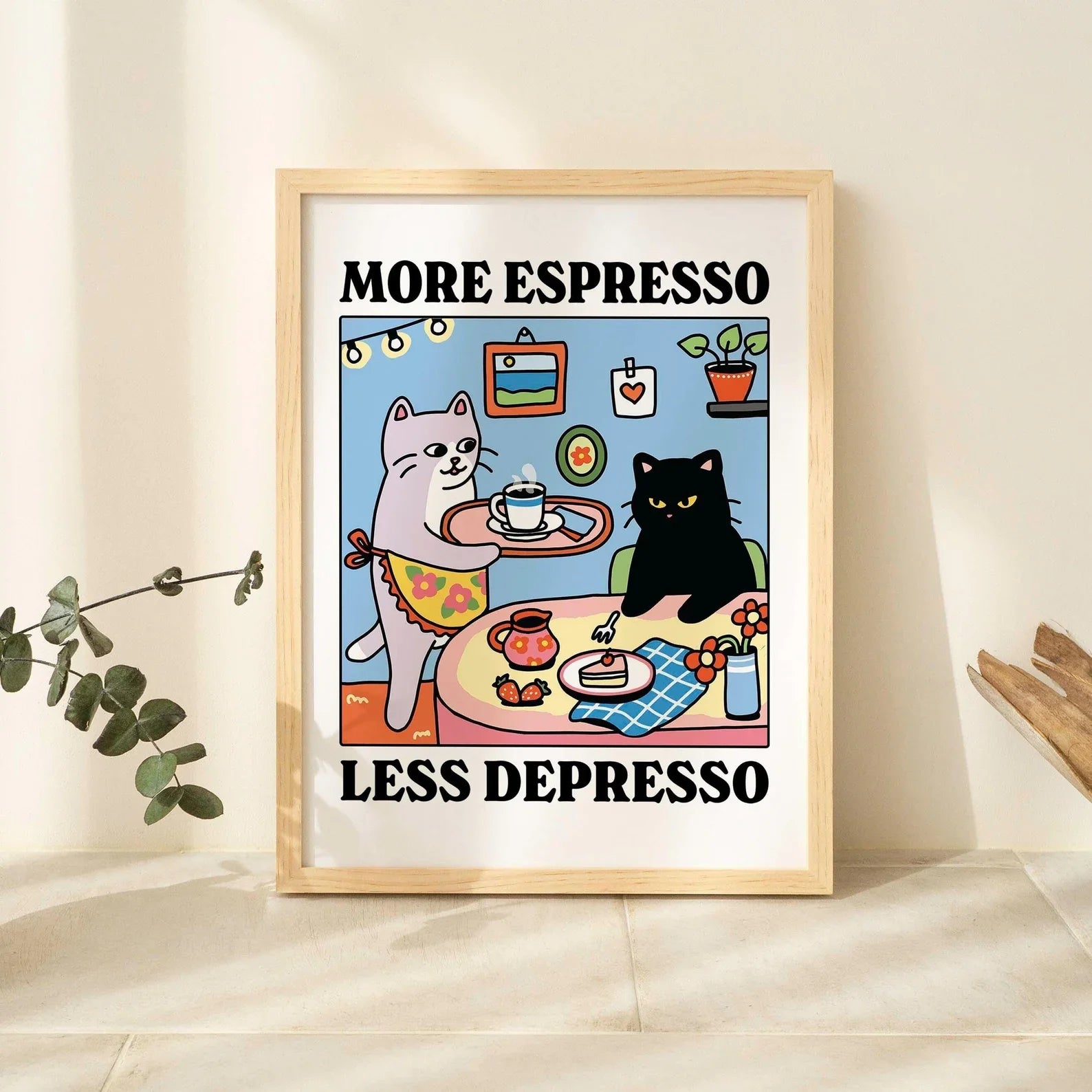 Espresso Cat Coffee Art Print