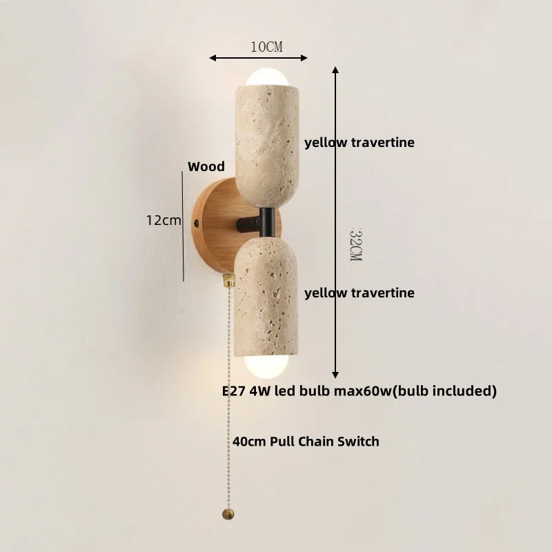 Travertine Pull Chain Wall Sconce
