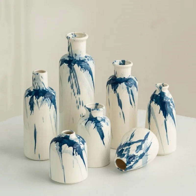 Abstract Ink Splash Ceramic Vase