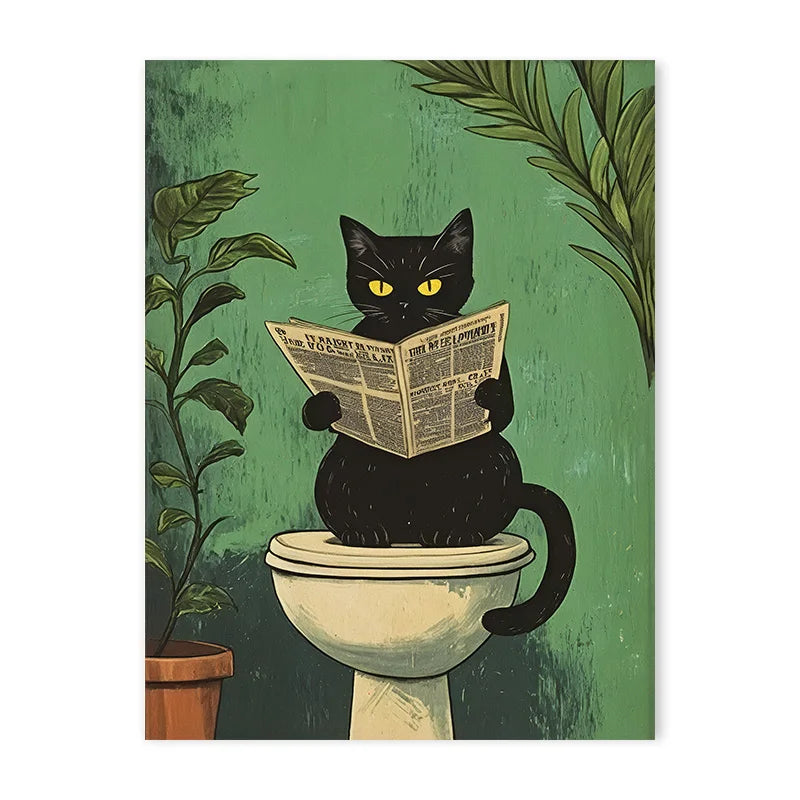 Funny Cat Bathroom Art Print