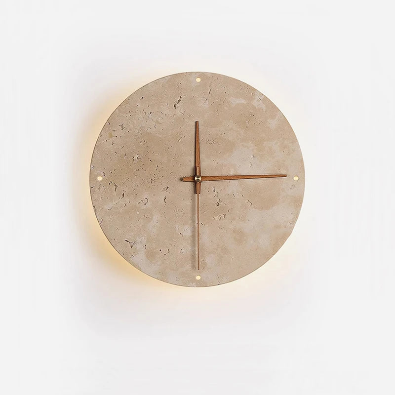 Travertine Clock Wall Sconce